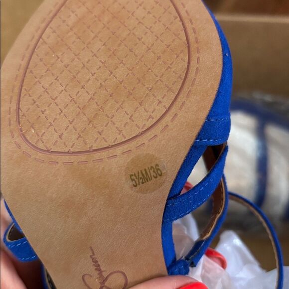 Jessica Simpson Parminda Royal Blue Pointed Toe Stiletto Heeled Strappy Pumps - Picture 9 of 9